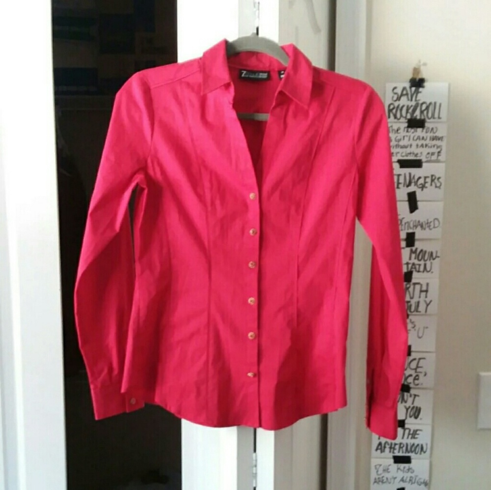 Red Button Down Shirt, XS